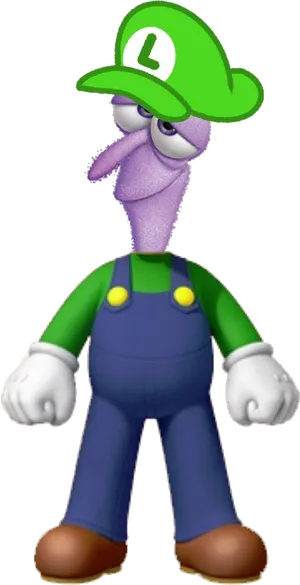 Luigi Fearful Expression Cartoon Character PNG image