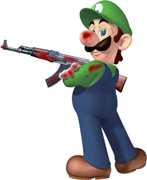 Luigi With A K47 Edit PNG image