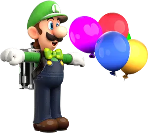 Luigiwith Balloons PNG image