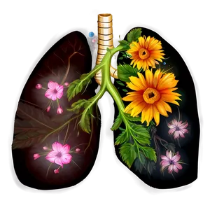 Lungs With Flowers Art Png 05232024 PNG image