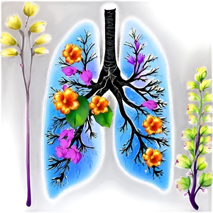 Lungs With Flowers Art Png Vmj90 PNG image