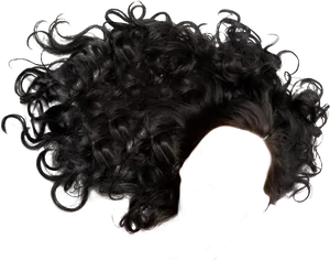 Lush Black Curly Hair Texture PNG image