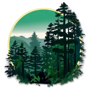 Lush Forest Silhouette PNG Pko