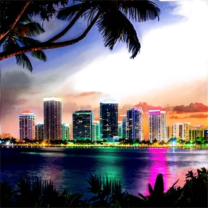 Lush Miami Skyline From The Park PNG 06272024