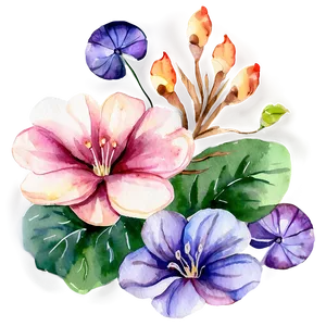 Lush Watercolor Flower Art PNG Pig72 PNG