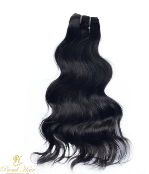 Luxurious Black Waves Hair Extension PNG image