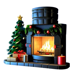 Luxurious Christmas Fireplace Decor PNG 3 PNG