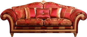 Luxurious Red Gold Trimmed Sofa