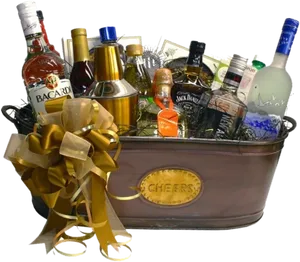 Luxury Alcohol Gift Basket PNG image