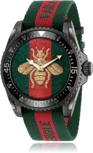Luxury Bee Emblem Dive Watch PNG image