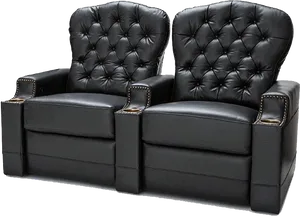 Luxury Black Leather Home Theater Seating PNG image