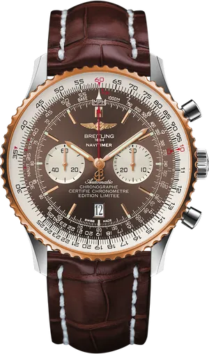 Luxury Brown Leather Strap Watch PNG