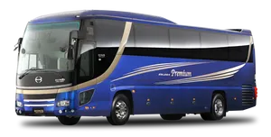 Luxury Coach Bus Blue Side View