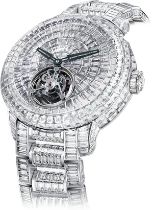 Luxury Diamond Encrusted Watch PNG image