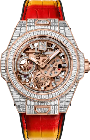 Luxury Diamond Encrusted Watch PNG image