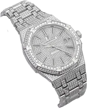 Luxury Diamond Encrusted Wristwatch PNG image