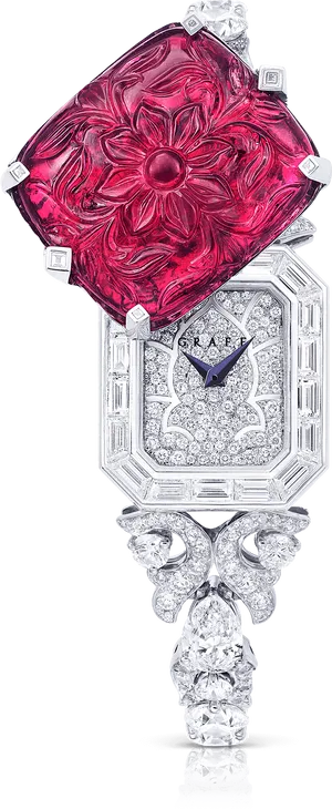 Luxury Floral Diamond Watch PNG image