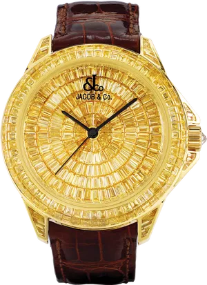 Luxury Gold Diamond Watch Jacoband Co PNG