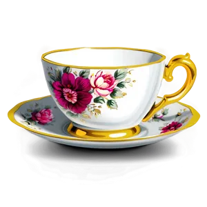 Luxury Gold Rimmed Tea Cup PNG Tub29