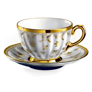 Luxury Gold Rimmed Tea Cup PNG Upe