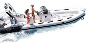 Luxury Inflatable Yacht With Passengers PNG image