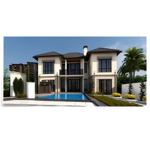 Luxury Mansion Exterior PNG Abs39