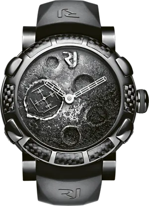 Luxury Moon Surface Watch Design PNG image