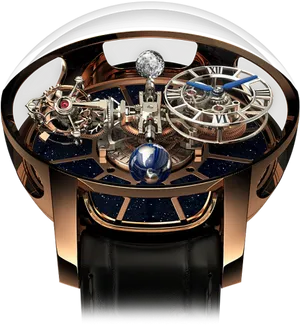 Luxury Skeleton Watch Avant Garde Design PNG