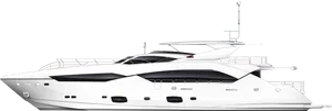 Luxury White Yacht Side View PNG image