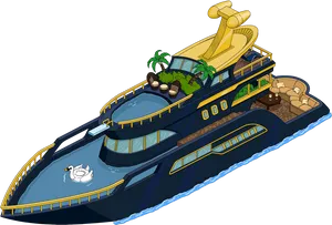 Luxury Yacht Illustration PNG image