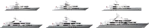 Luxury Yachts Side View Comparison PNG image