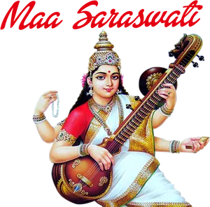 Maa Saraswati Playing Veena PNG image
