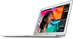 Mac Book Air Side View Displaying Graphics
