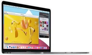 Mac Book Pro Dual Display Setup PNG image