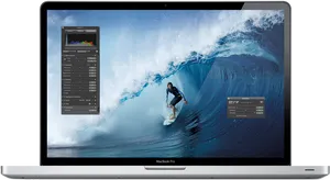 Mac Book Prowith Surfing Wallpaper PNG image
