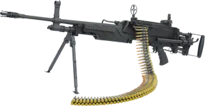 Machine Gunwith Ammunition Belt PNG image