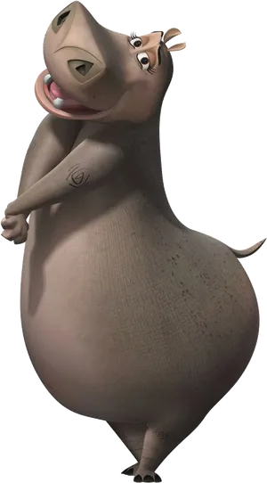 Madagascar Hippo Character Pose PNG image