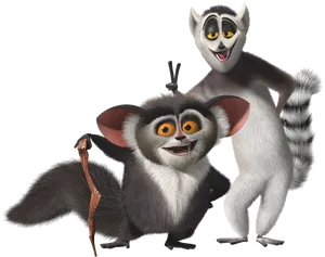 Madagascar Lemurs King Julienand Mort PNG image