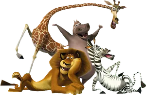 Madagascar Movie Characters Fun Pose PNG image