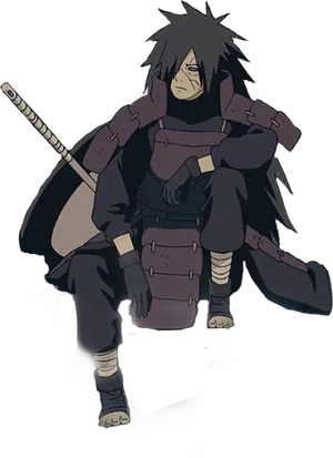 Madara_ Uchiha_ Sitting_with_ Weapon_ Anime_ Character PNG image