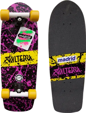Madrid Skateboard Pink Splatter Design PNG image