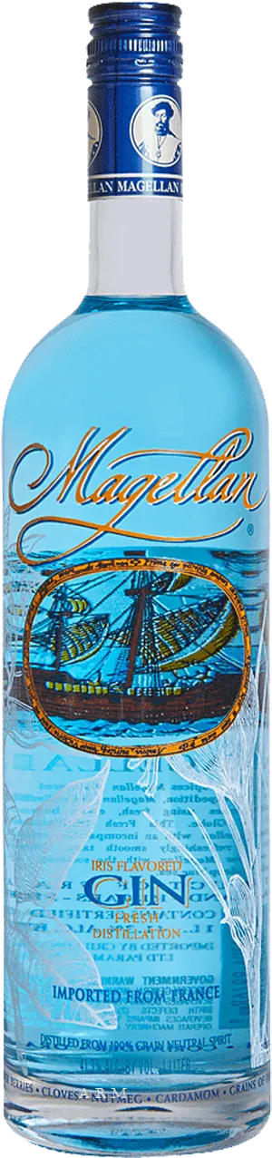 Magellan Gin Bottle Blue PNG image