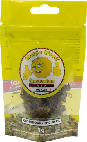 Magic Weed Amsterdam O G Kush C B D Packaging PNG image