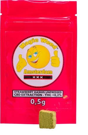 Magic Weed Amsterdam Strawberry Hash C B D PNG image