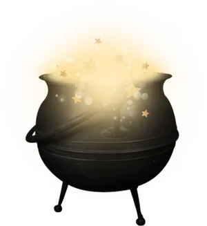 Magical Cauldron Glowing Sparks PNG image