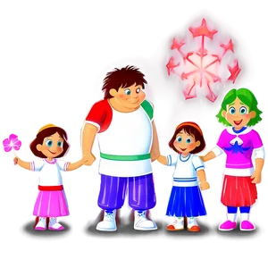 Magical Family Cartoon Scene Png Bij PNG image