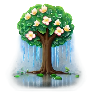 Magical Flower Tree Scene Png Qok92 PNG image