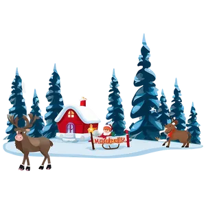 Magical North Pole Scene PNG Kor