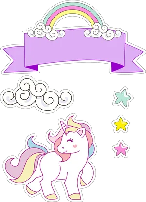 Magical Unicornand Rainbow Banner PNG image