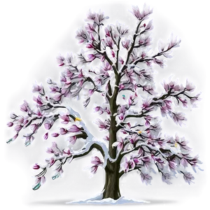 Magnolia Tree In Snow PNG Xte3